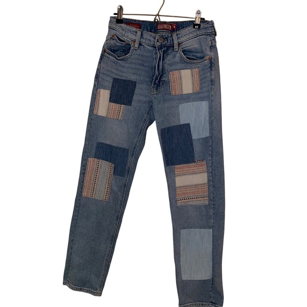 Lucky Brand Womens Jeans Size 24 Blue Lucky Patchwork Legend Relaxed Straight